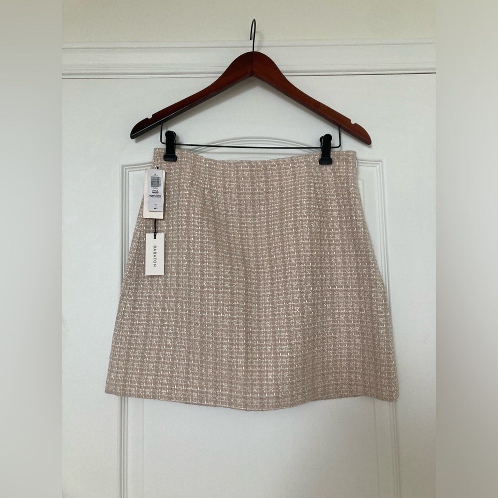 Aritzia Babaton little tweed skirt, Denude/lurex, size 12
